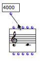 Connecting a simple value box to the pitch inlet of a "note"
box.