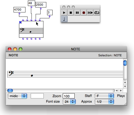 The displaying and parametric values of a note object can be controled
directly via its editor.