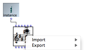 An instance must be integrated as the content of a factory box, before it is
exported.