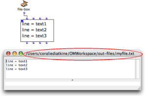 Visualizing the resulting text in a textfile box – above – and in the
textfile editor – below.